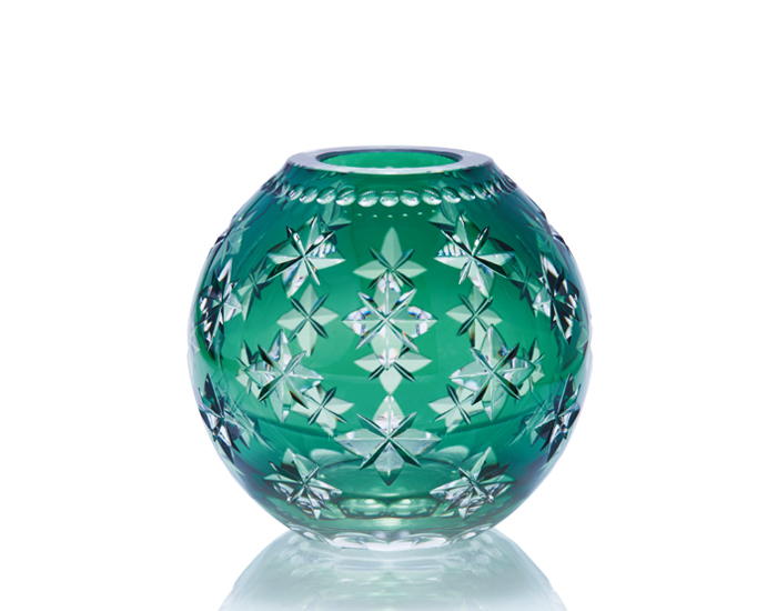クリスタル 切子ガラス 花瓶-