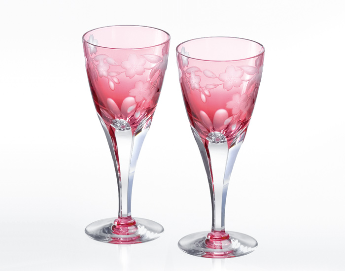 ペアワイングラス＜桜＞ | カガミクリスタル